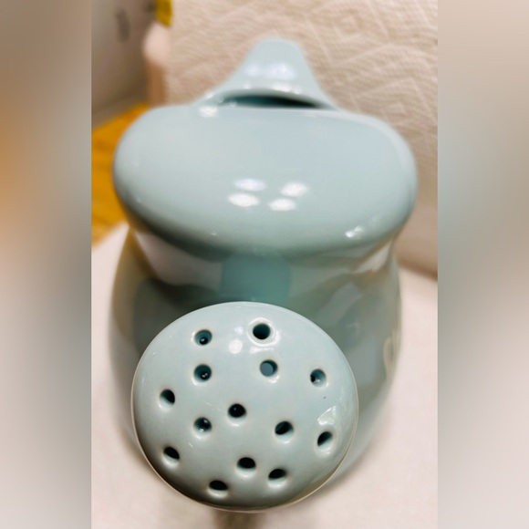 Rae Dunn SHOWER watering pitcher, mint unused condition. Pale blue, 6.5” tall. - Picture 3 of 5